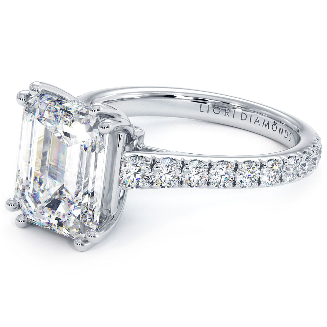 4 Carat Emerald Cut Petite Micro Prong Set