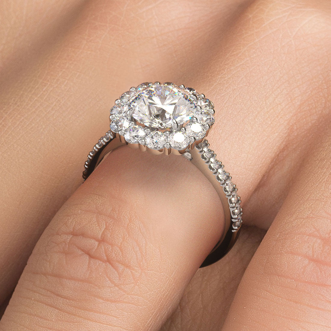 1.5 Carat Round Brilliant Floral Halo