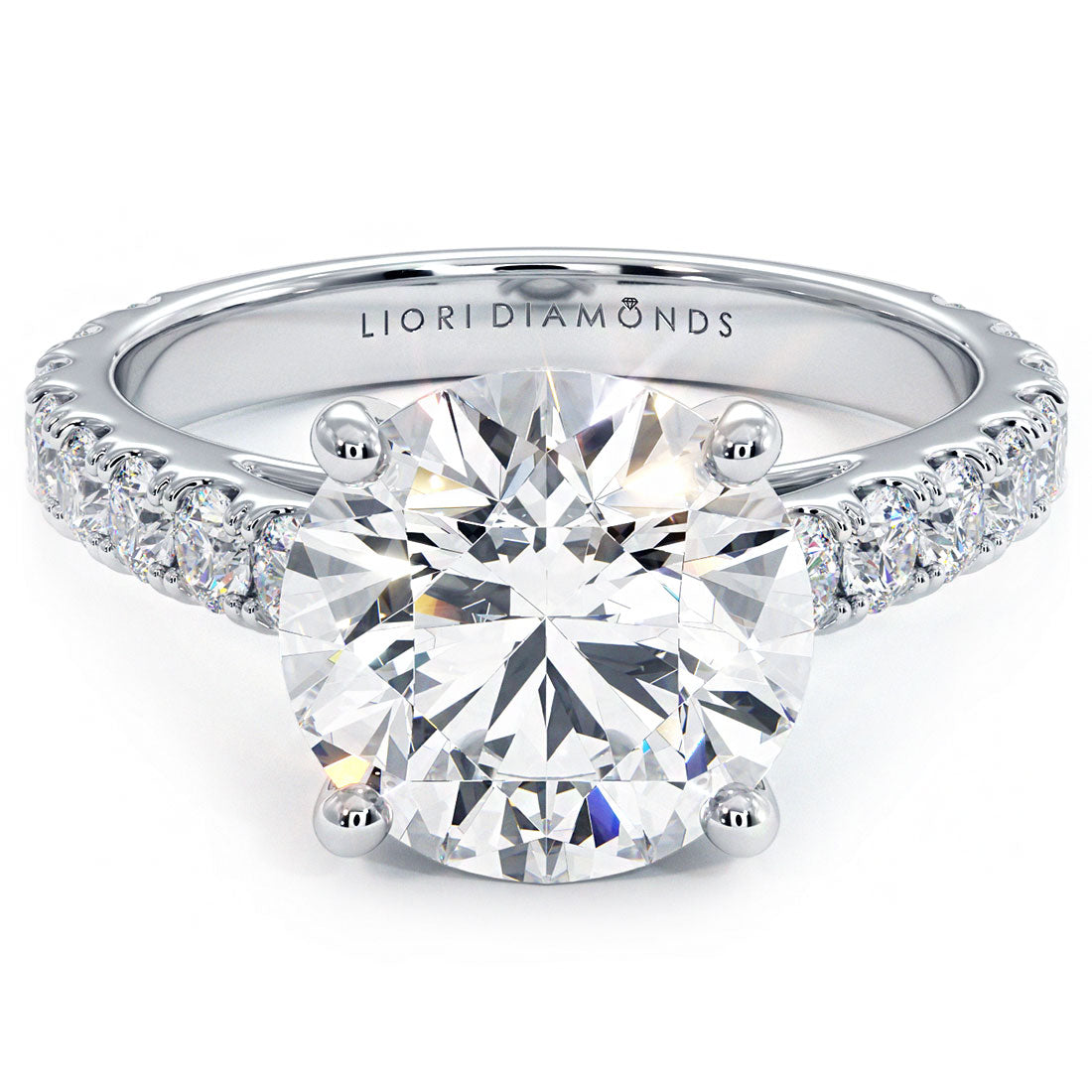 3 Carat Round Brilliant Micro Prong Set Cathedral