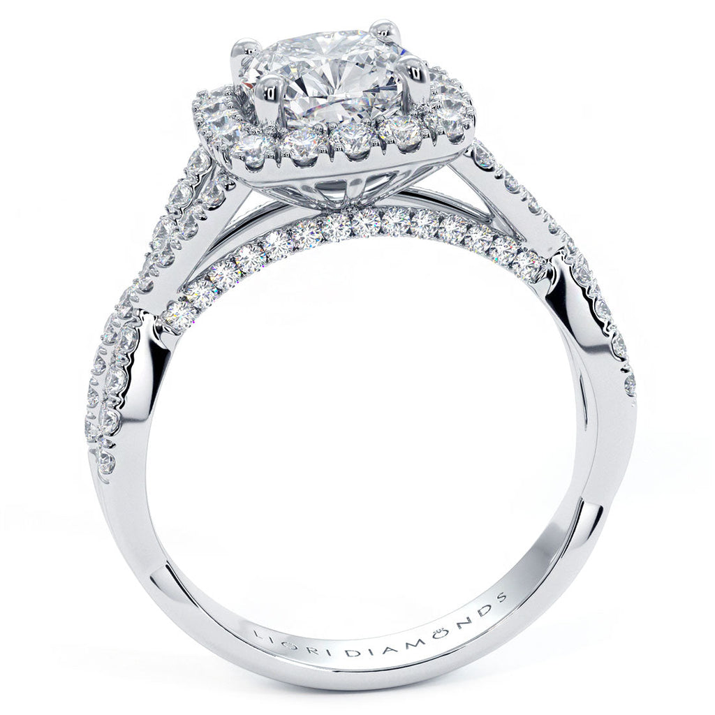 1 Carat Cushion Cut Square Halo Infinity Twist