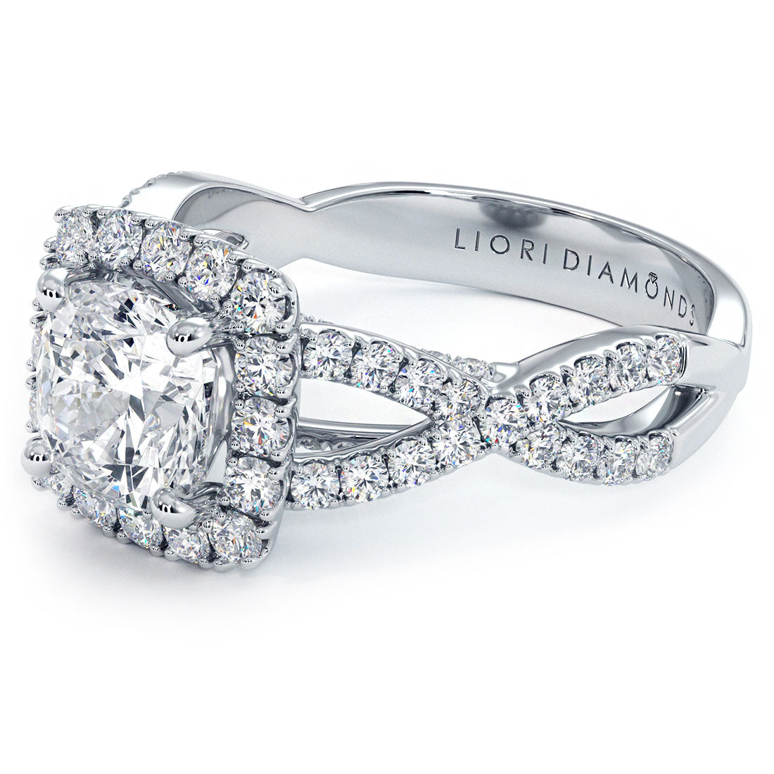 1 Carat Cushion Cut Square Halo Infinity Twist