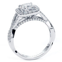 1.5 Carat Cushion Cut Square Halo Infinity Twist