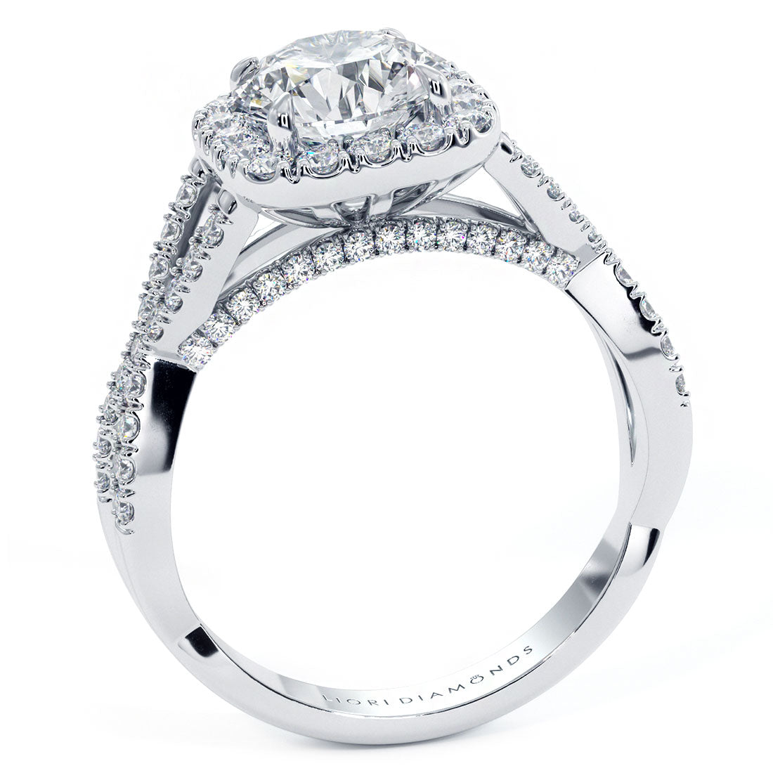 1.5 Carat Round Brilliant Square Halo Infinity Twist