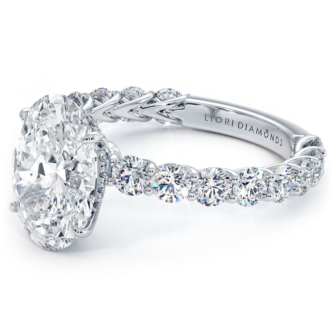 Lucida Setting 3 Carat Oval Cut Under Halo Lucida Setting – Liori Diamonds