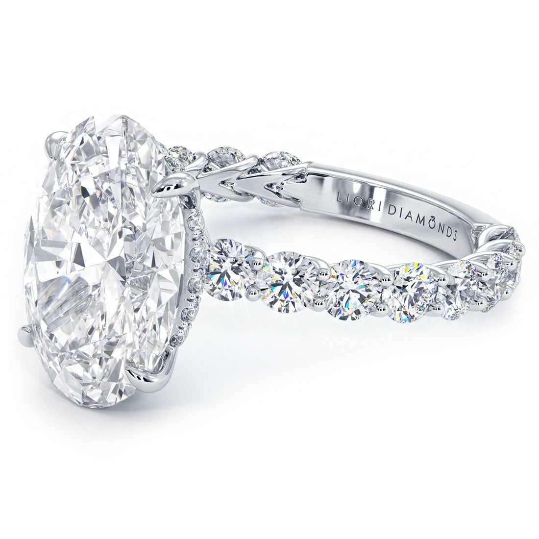 Lucida Setting 4 Carat Oval Cut Under Halo Lucida Setting – Liori Diamonds