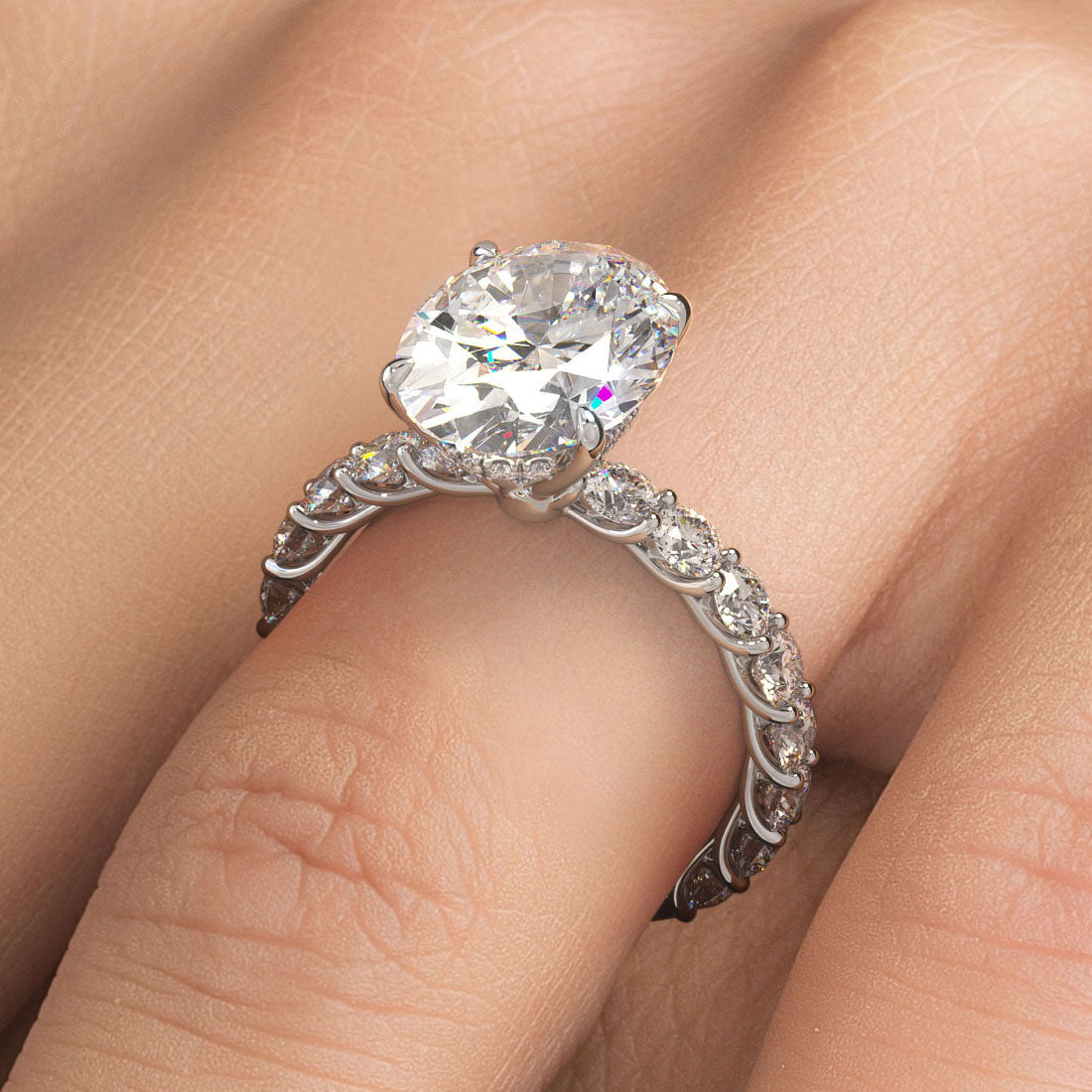 5 Carat Oval Cut Under Halo Lucida Setting