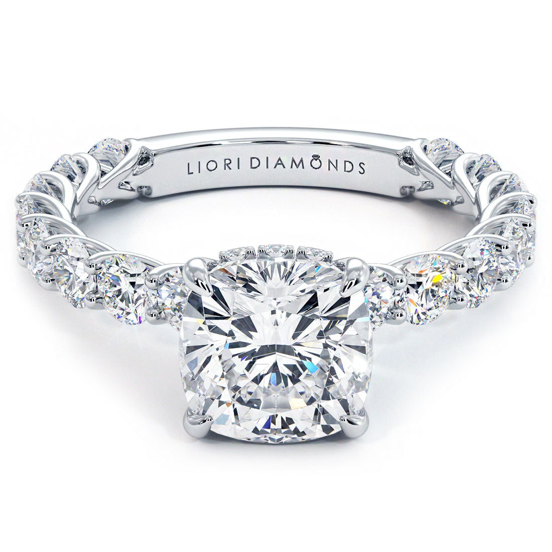 2 Carat Cushion Cut Under Halo Lucida Setting