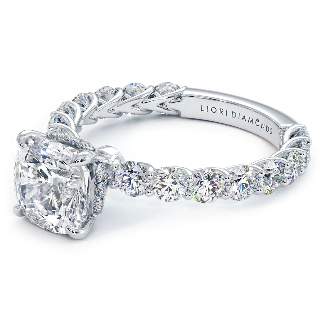 2 Carat Cushion Cut Under Halo Lucida Setting