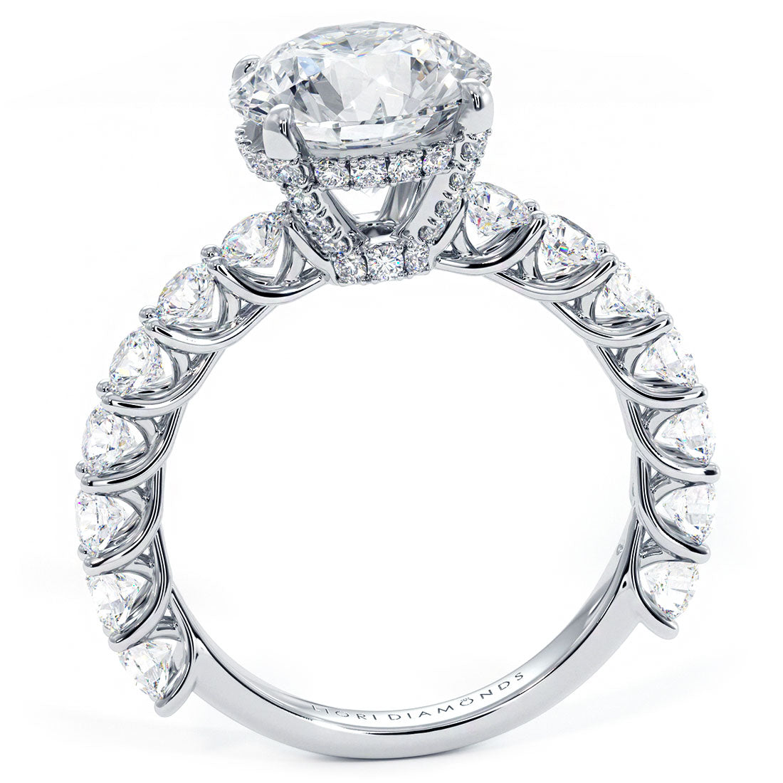 3 Carat Round Brilliant Under Halo Lucida Setting