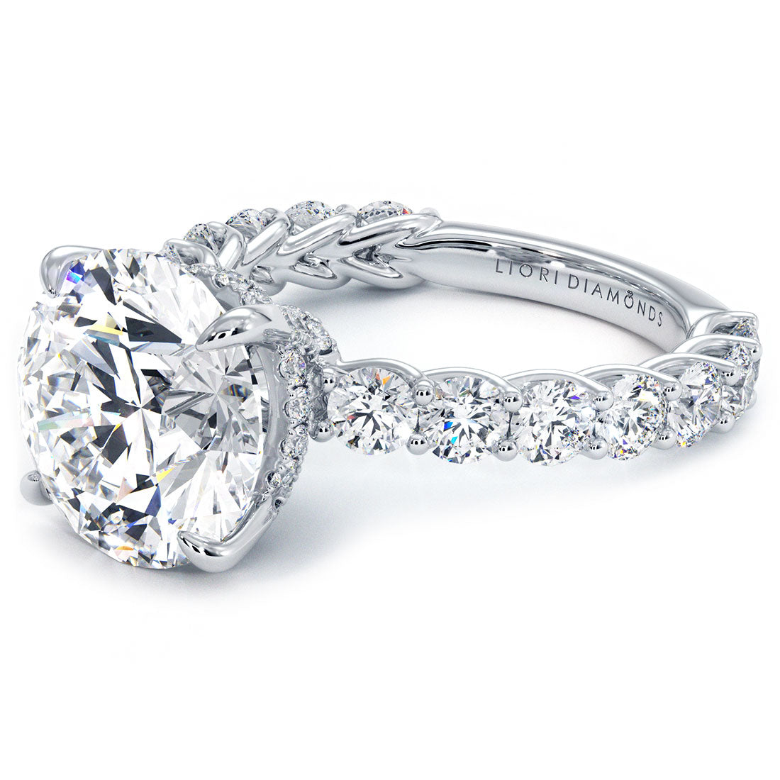 Lucida Setting 5 Carat Round Brilliant Under Halo Lucida Setting – Liori Diamonds