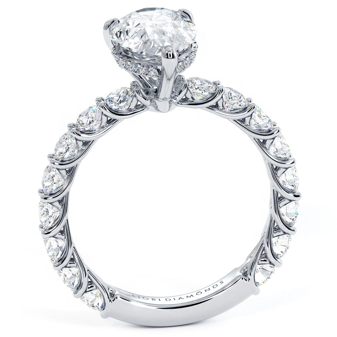 2.5 Carat Pear Shape Under Halo Lucida Setting