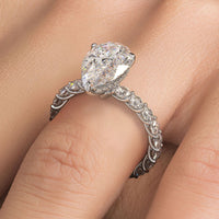 4 Carat Pear Shape Under Halo Lucida Setting