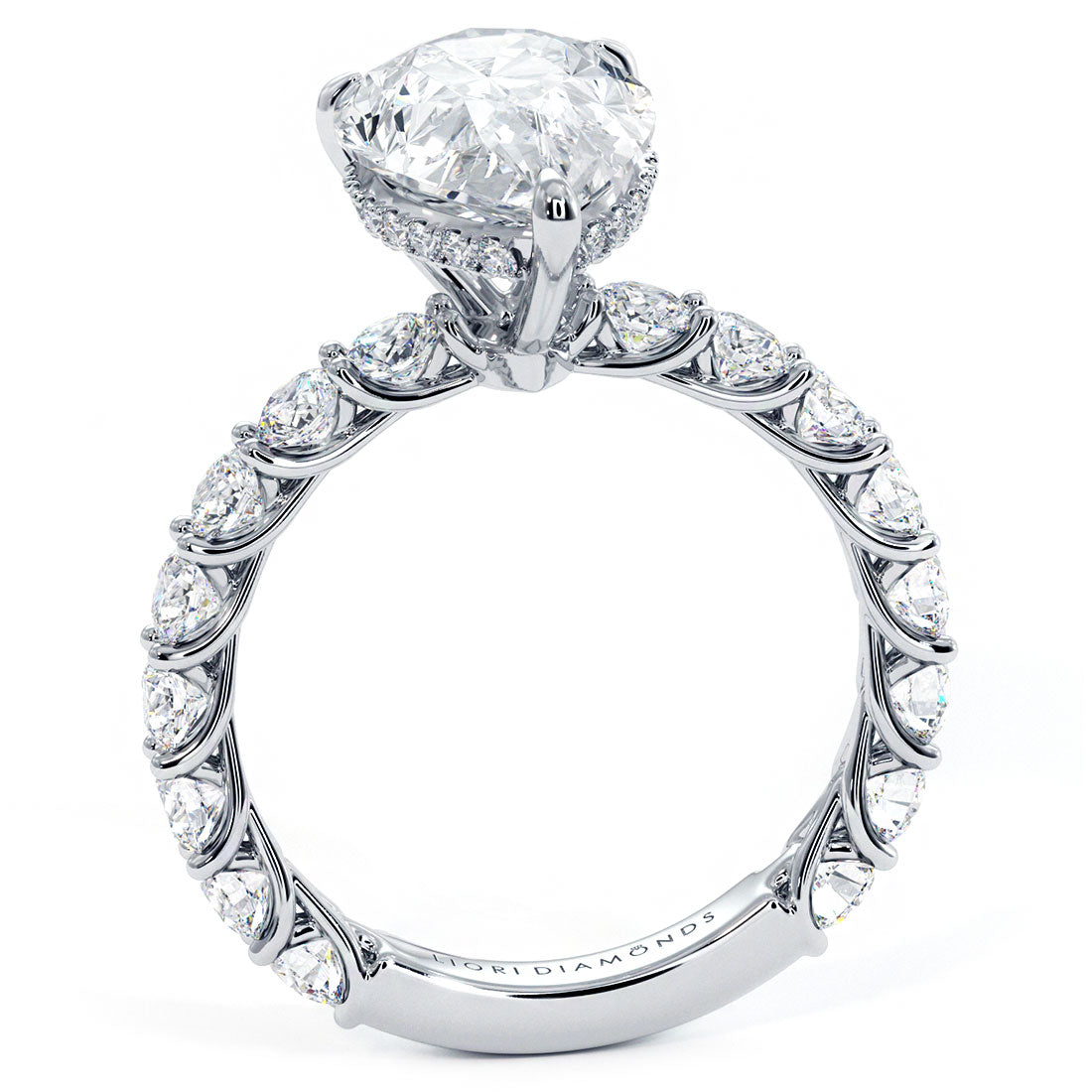 4 Carat Pear Shape Under Halo Lucida Setting