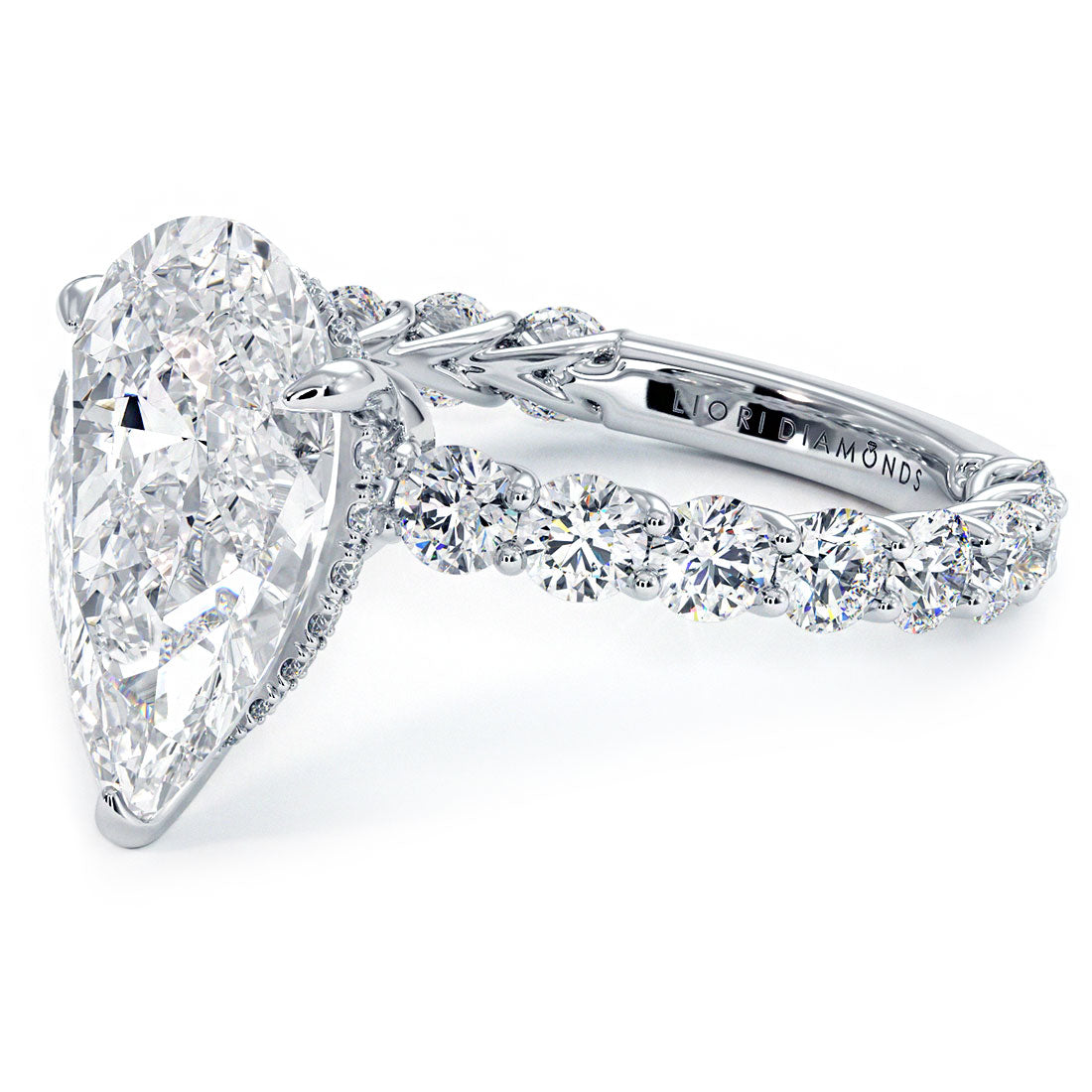Lucida Setting 4 Carat Pear Shape Under Halo Lucida Setting – Liori Diamonds
