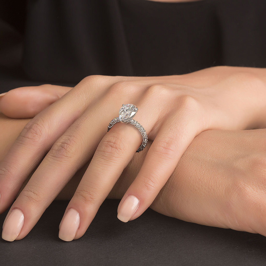 Lucida Setting 4 Carat Pear Shape Under Halo Lucida Setting – Liori Diamonds