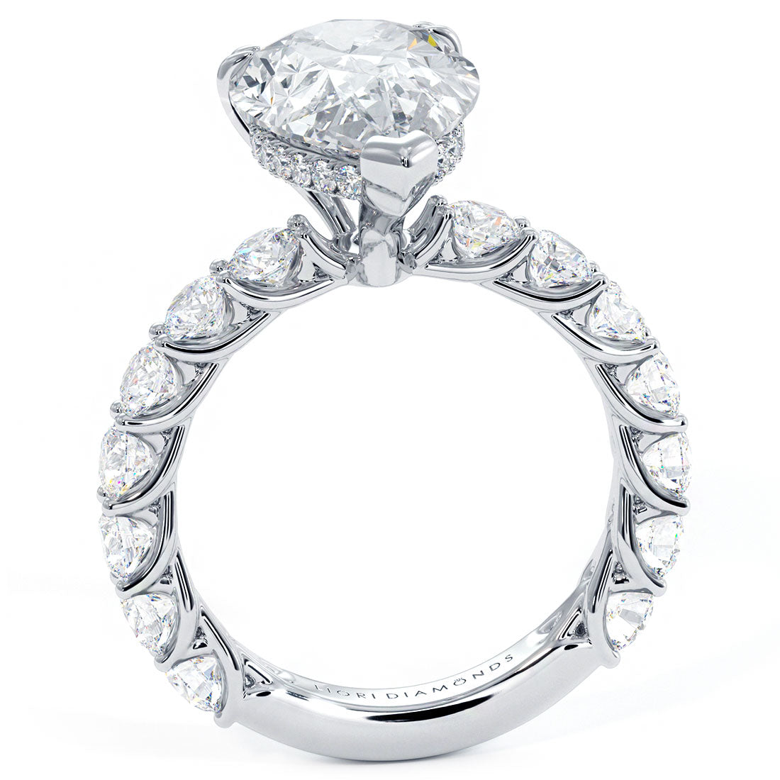 5 Carat Pear Shape Under Halo Lucida Setting – Liori Diamonds
