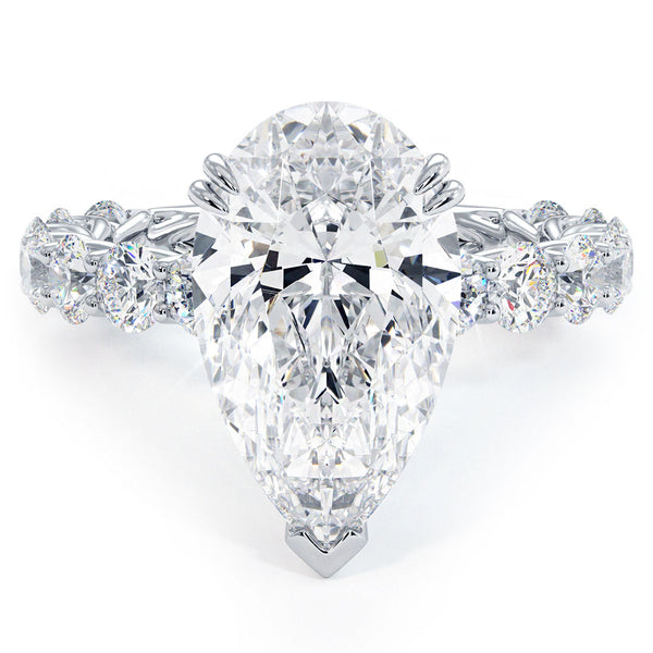 5 Carat Pear Shape Under Halo Lucida Setting