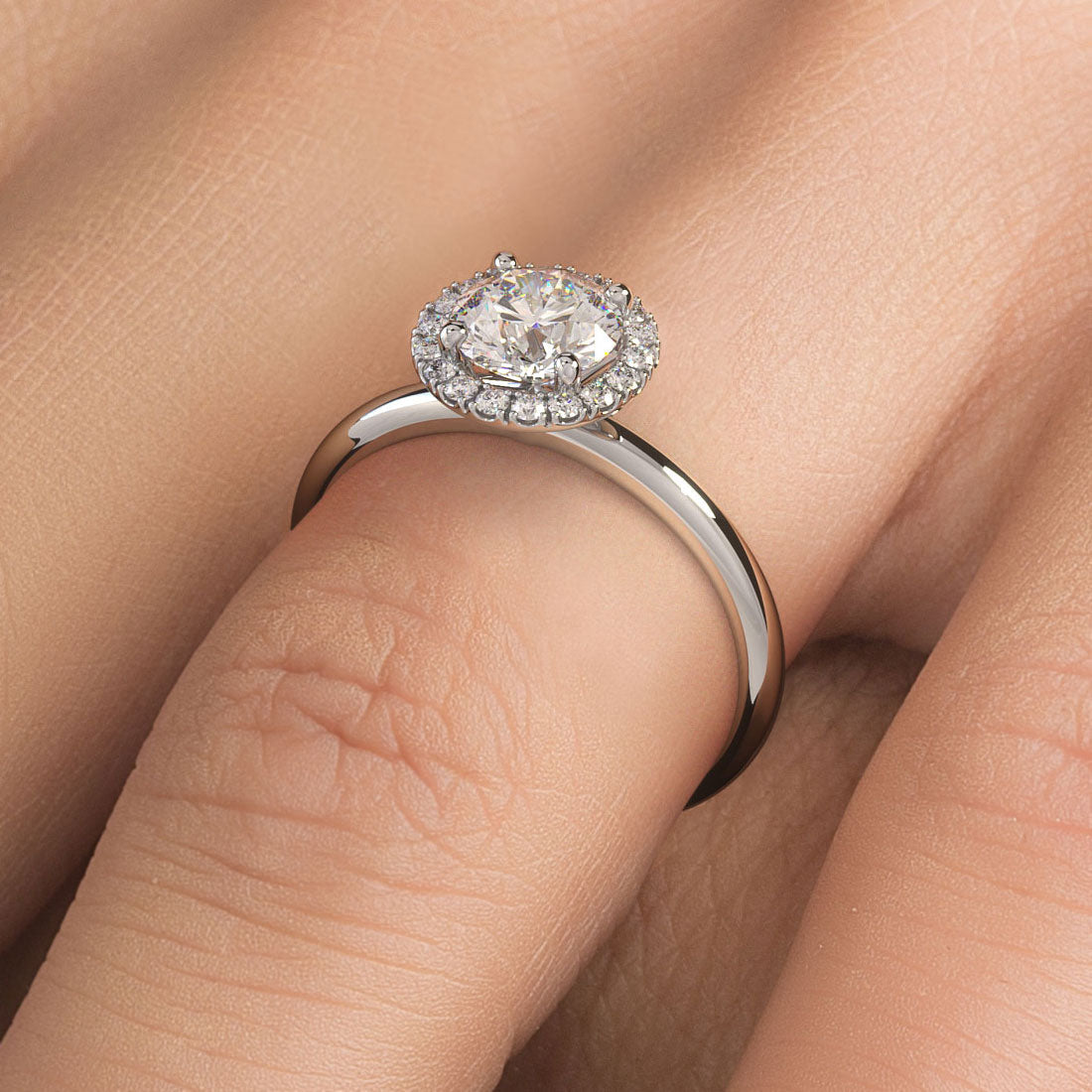 1 Carat Round Brilliant Petite Micropavé Halo