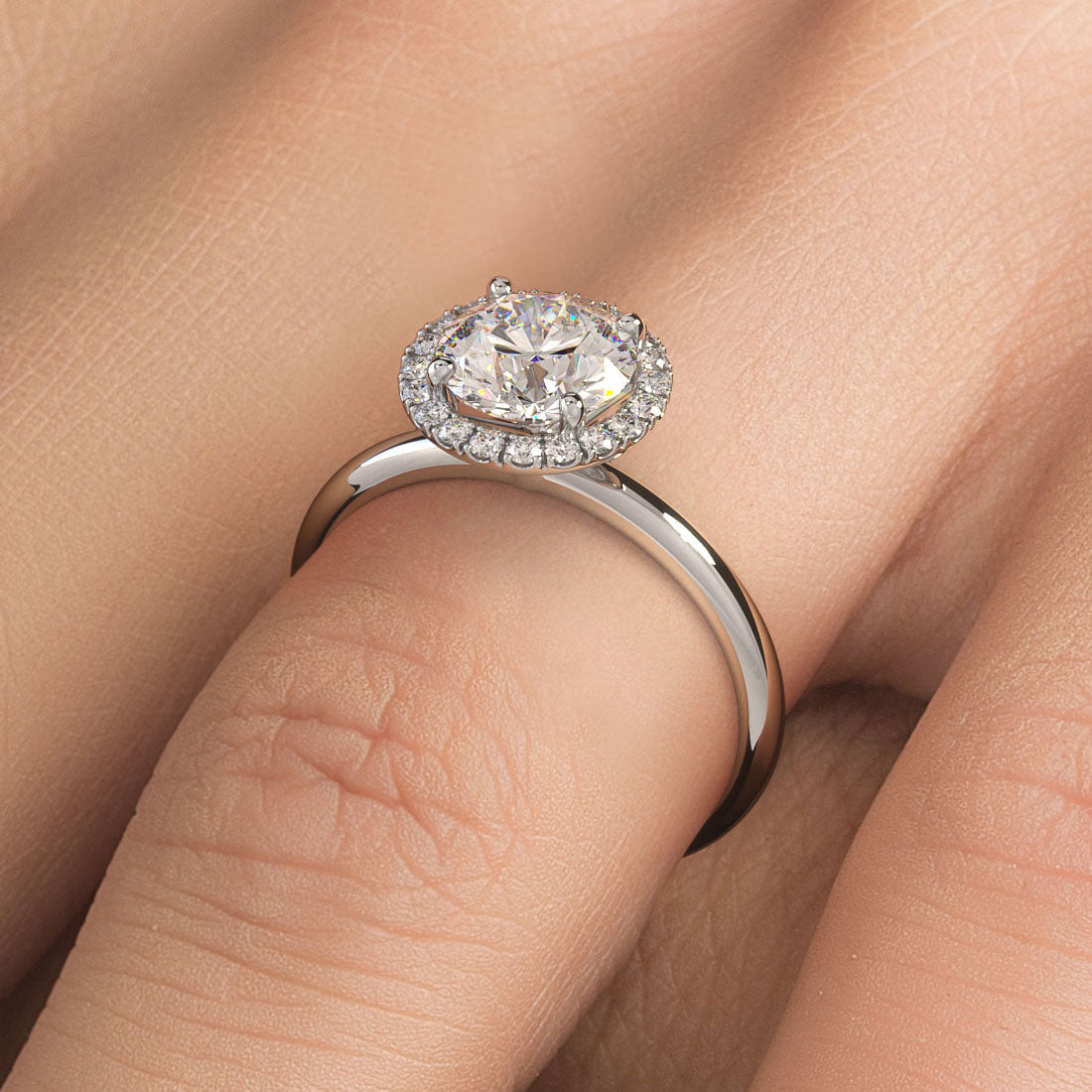 1.5 Carat Round Brilliant Petite Micropavé Halo