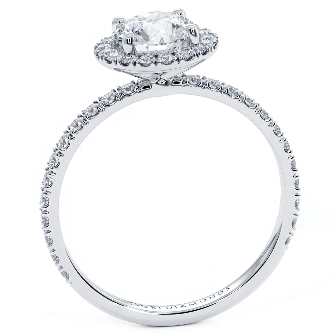 1 Carat Round Brilliant Petite Micropavé Band Halo