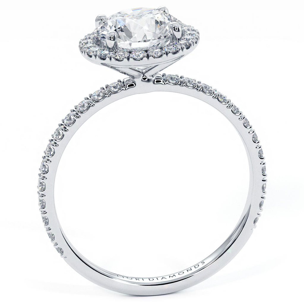 1.5 Carat Round Brilliant Petite Micropavé Band Halo