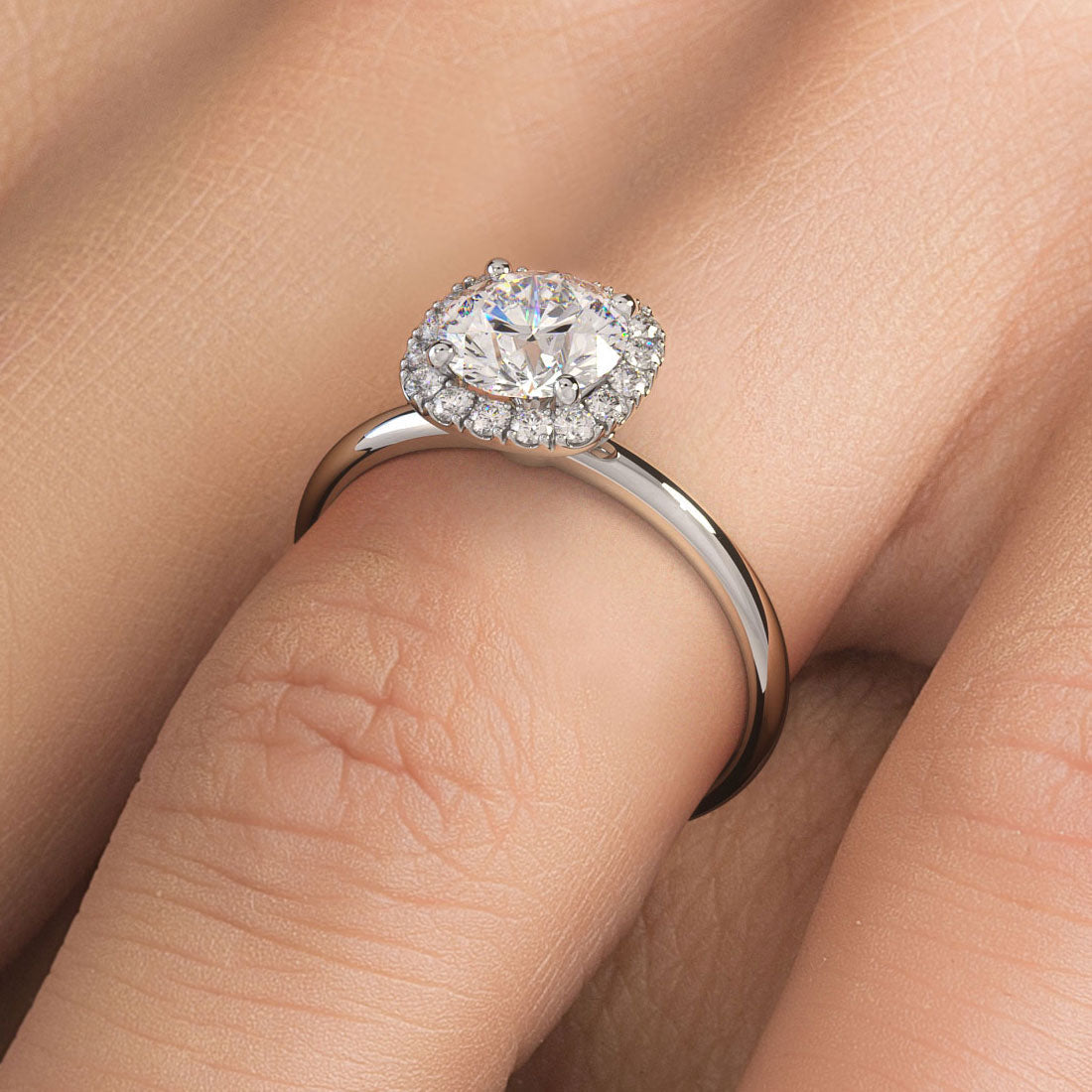 1 Carat Round Brilliant Petite Micropavé Halo