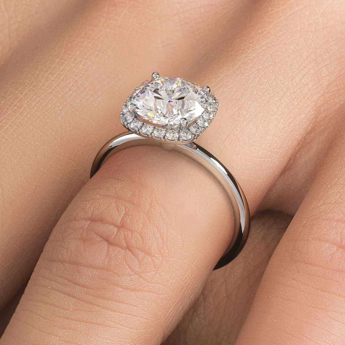 2 Carat Round Brilliant Petite Micropavé Halo