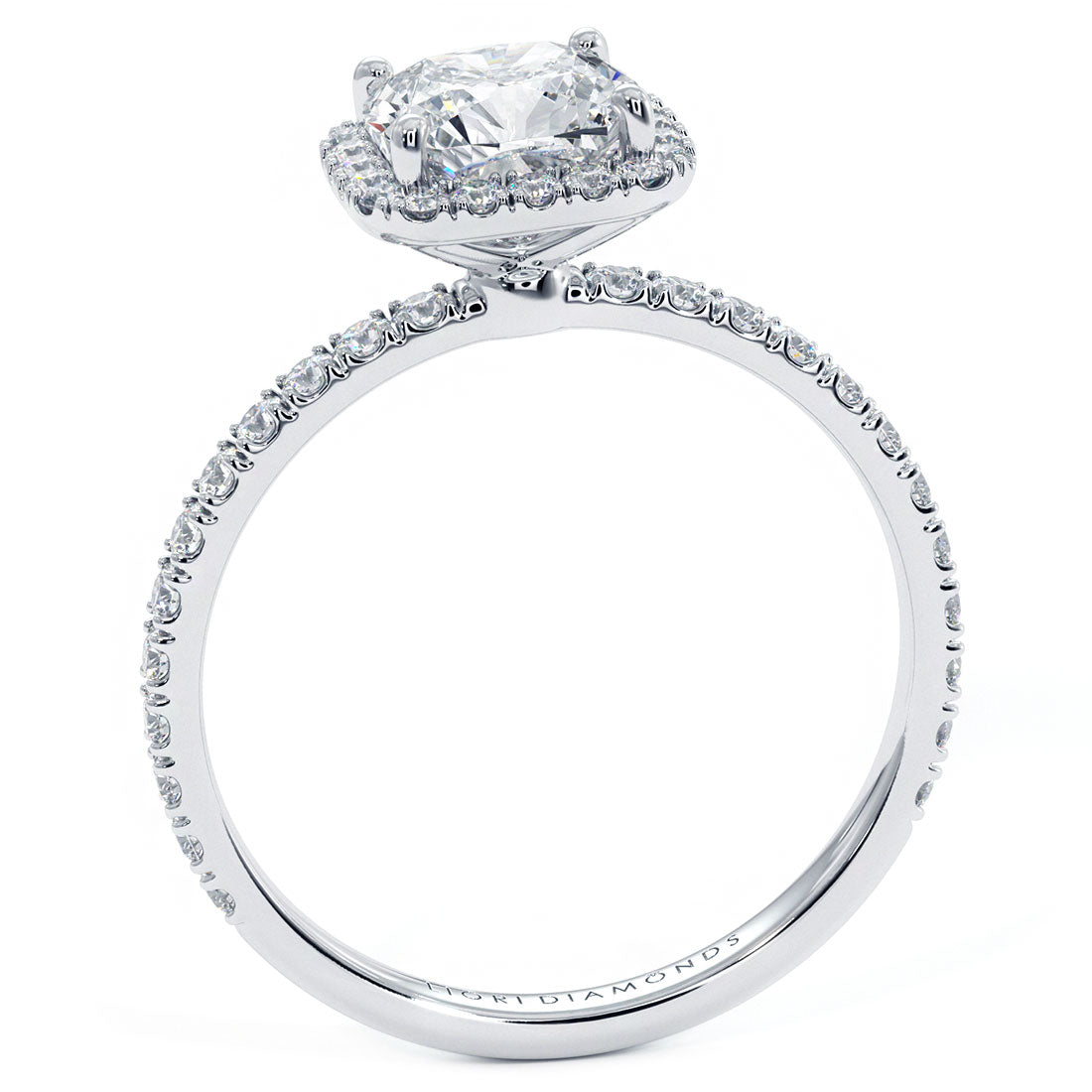 1 Carat Cushion Cut Petite Squarish Halo Micropavé