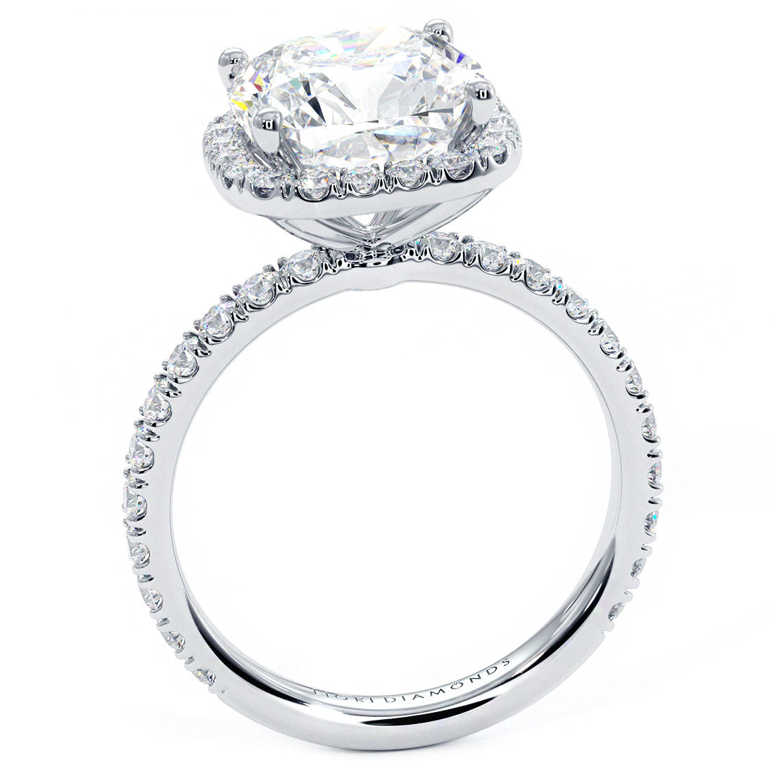 3.5 Carat Cushion Cut Petite Squarish Halo Micropavé