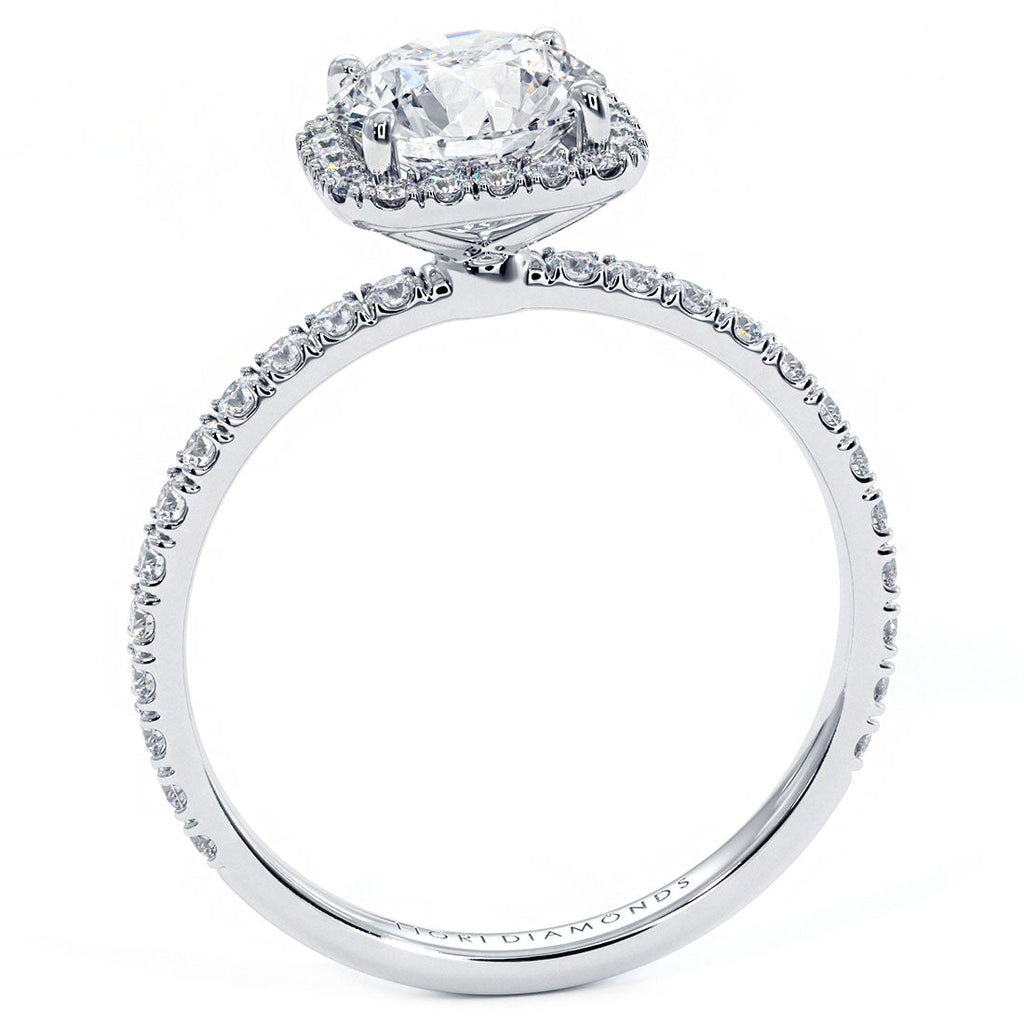 1 Carat Round Brilliant Petite Squarish Halo Micropavé