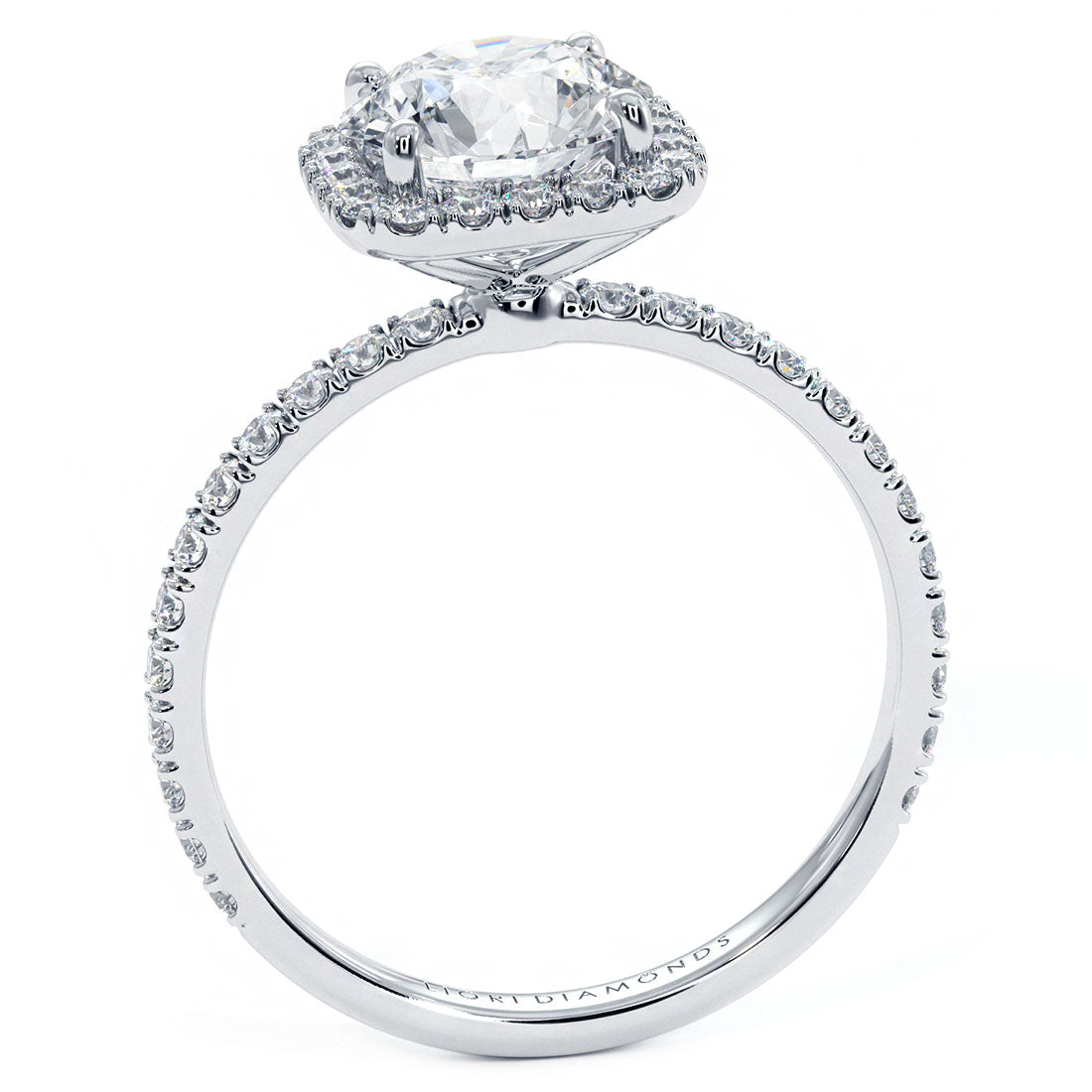 1.5 Carat Round Brilliant Petite Squarish Halo Micropavé