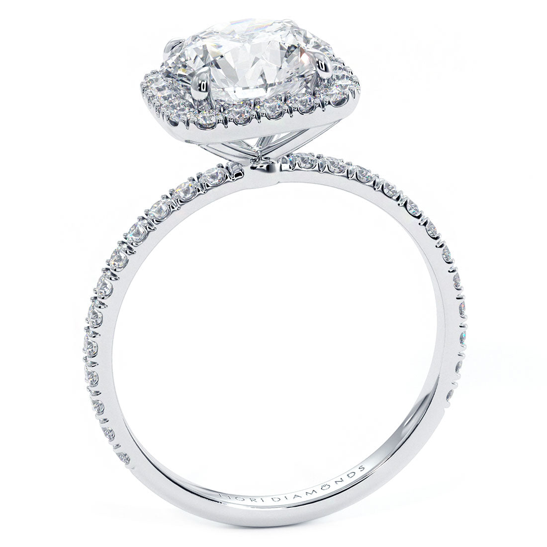 2 Carat Round Brilliant Petite Squarish Halo Micropavé