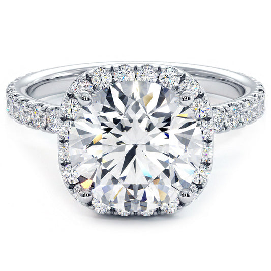 3.5 Carat Round Brilliant Petite Squarish Halo Micropavé