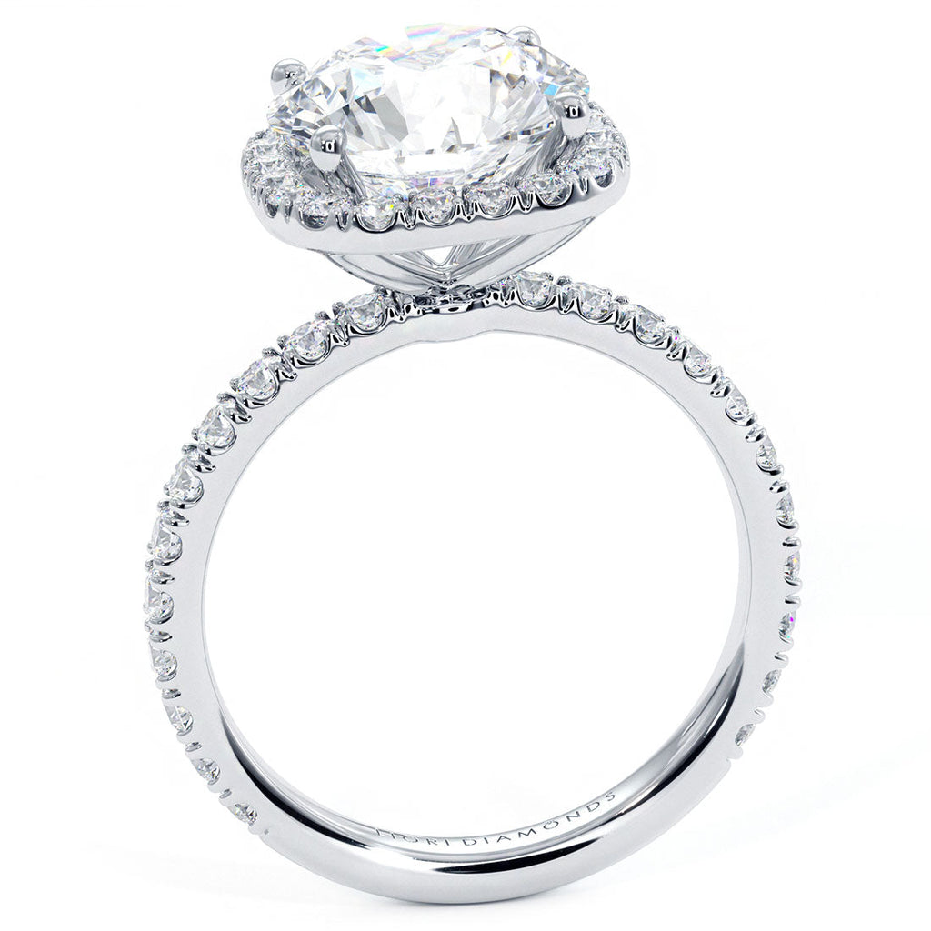 3.5 Carat Round Brilliant Petite Squarish Halo Micropavé