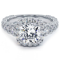 1.5 Carat Cushion Cut Filigree Vintage Style Halo