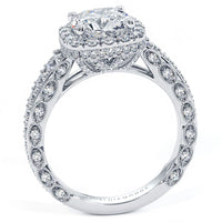 1.5 Carat Cushion Cut Filigree Vintage Style Halo