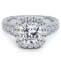 2 Carat Cushion Cut Filigree Vintage Style Halo