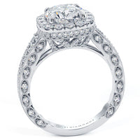 2 Carat Cushion Cut Filigree Vintage Style Halo