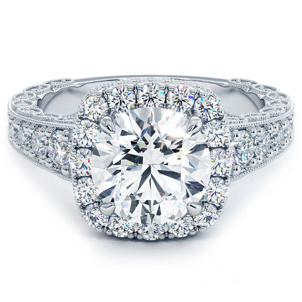 2 Carat Round Brilliant Filigree Vintage Style Halo