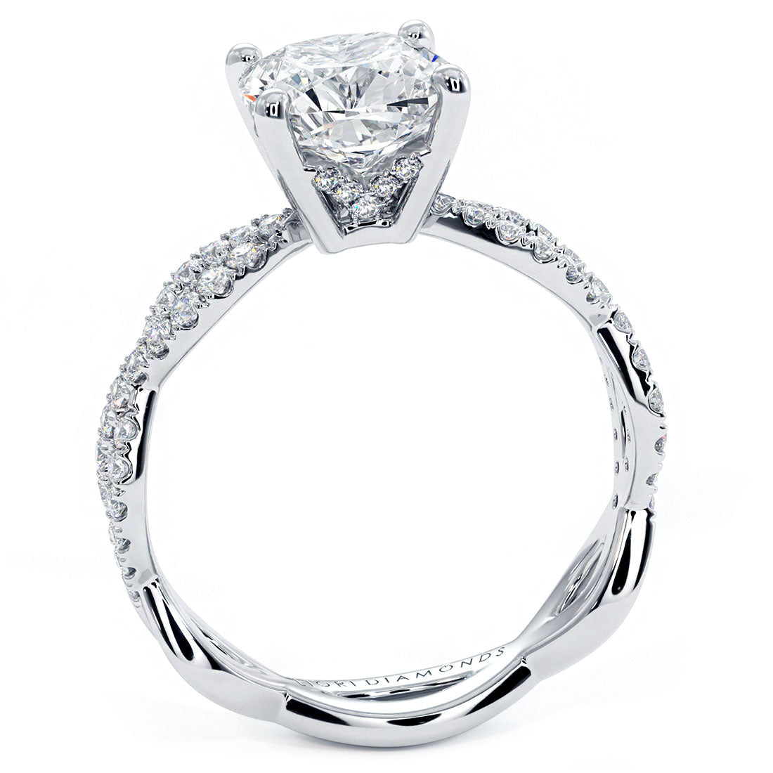 1.5 Carat Cushion Cut Infinity Twist Micropavé