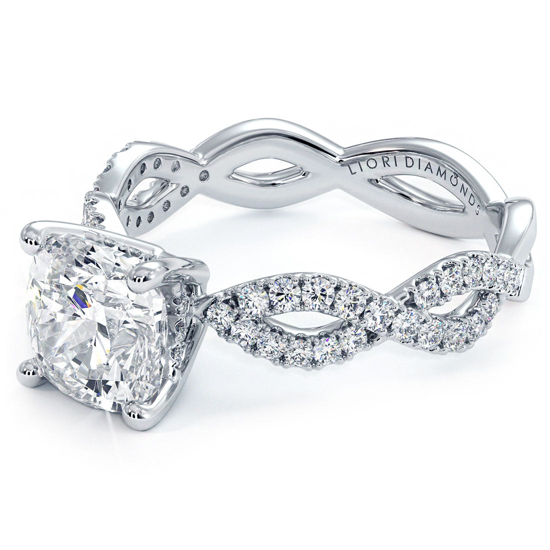 1.5 Carat Cushion Cut Infinity Twist Micropavé