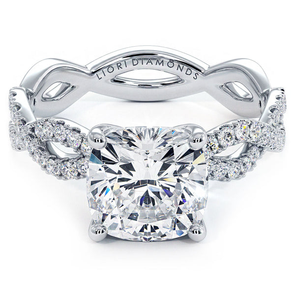 2 Carat Cushion Cut Infinity Twist Micropavé
