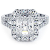 3 Carat Radiant Cut French Cut Halo Split Shank