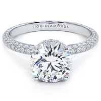 2 Carat Round Brilliant Under Halo Trio Micropavé