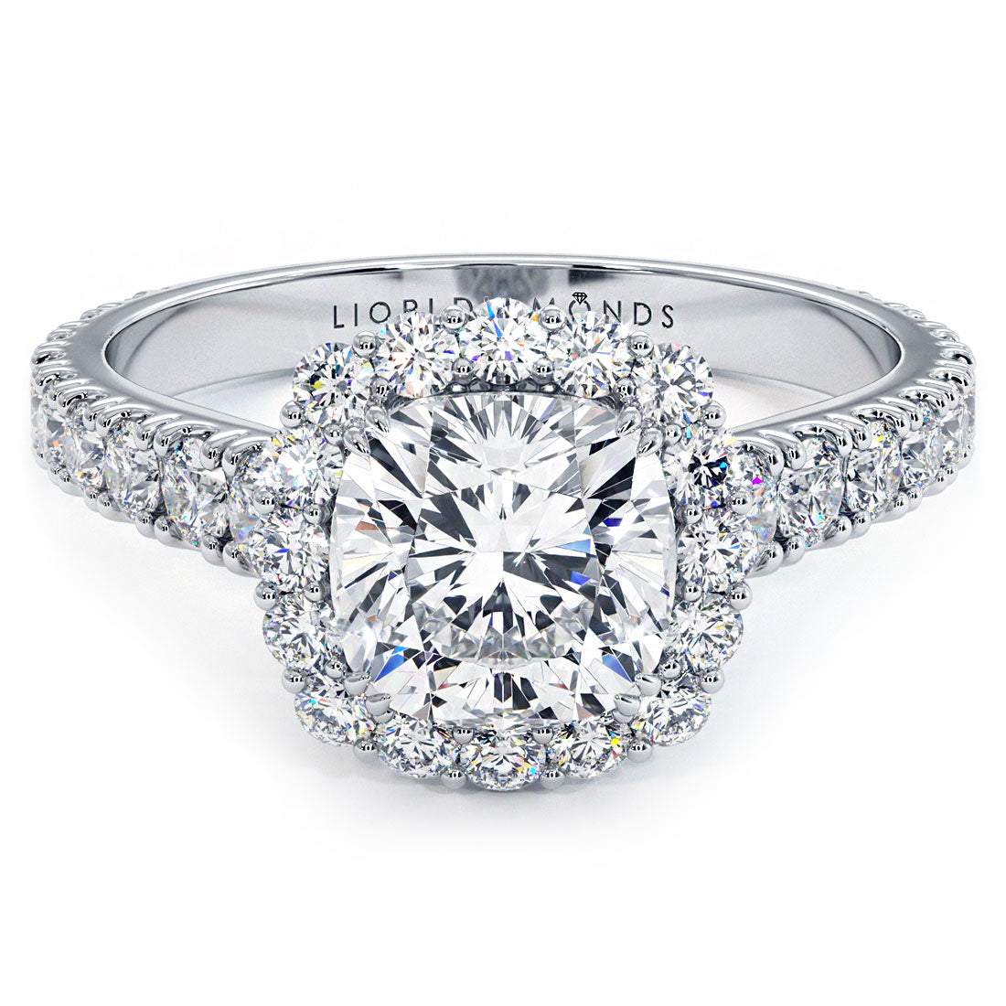 1.5 Carat Cushion Cut Micro Prong Set Halo