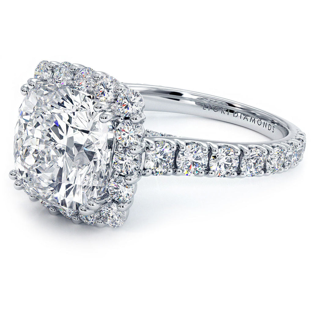 4 Carat Cushion Cut Micro Prong Set Halo