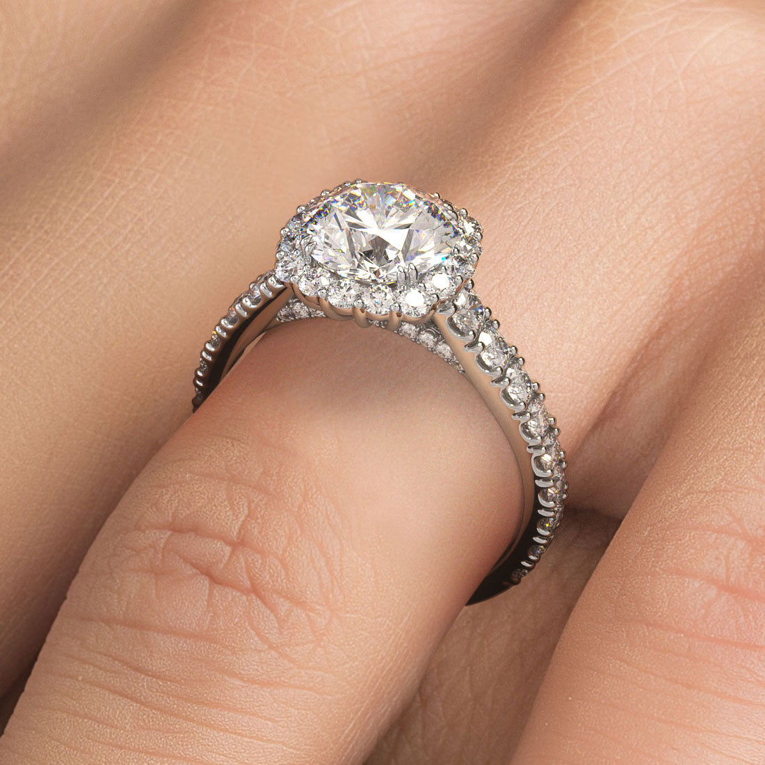 1.5 Carat Round Brilliant Micro Prong Set Halo