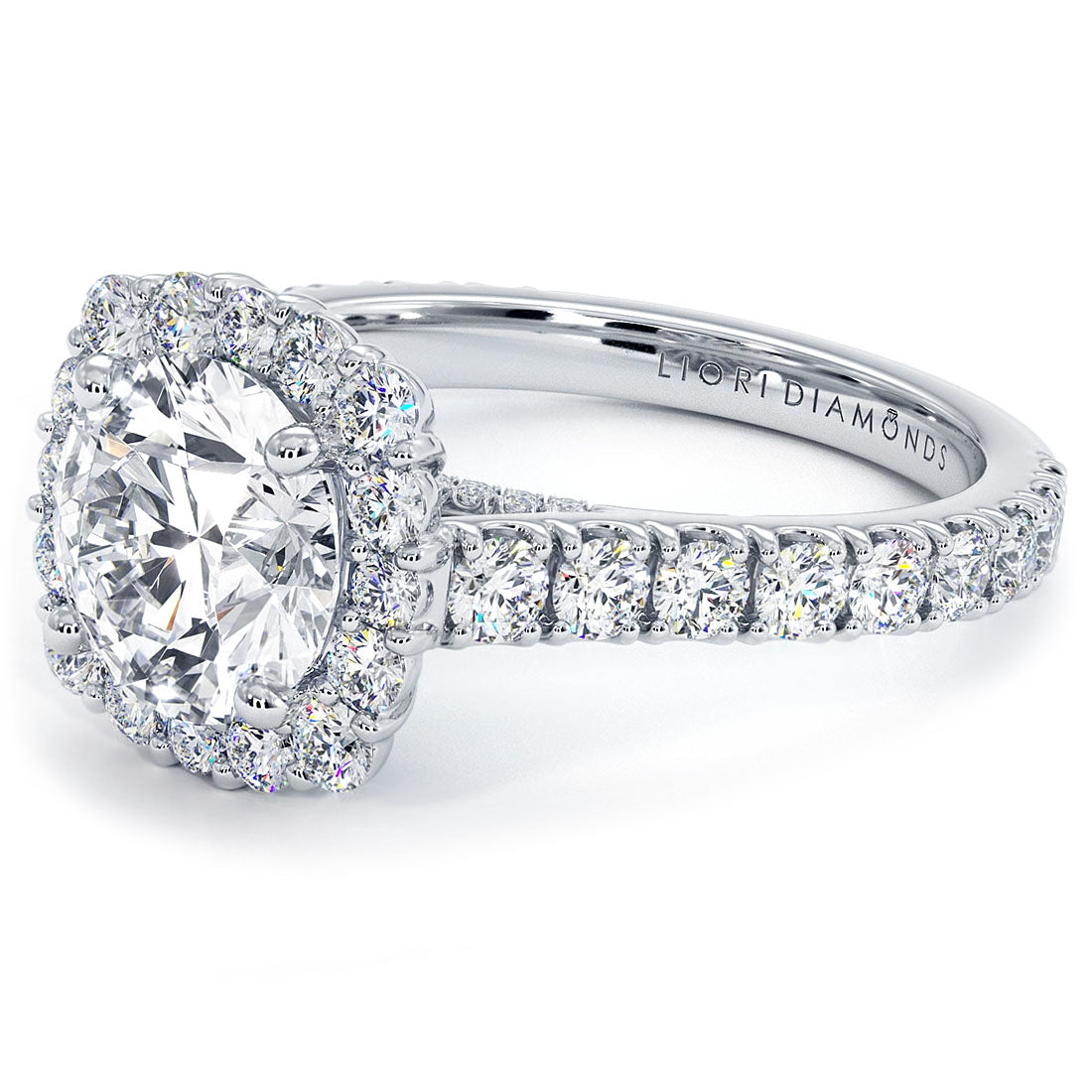 2 Carat Round Brilliant Micro Prong Set Halo