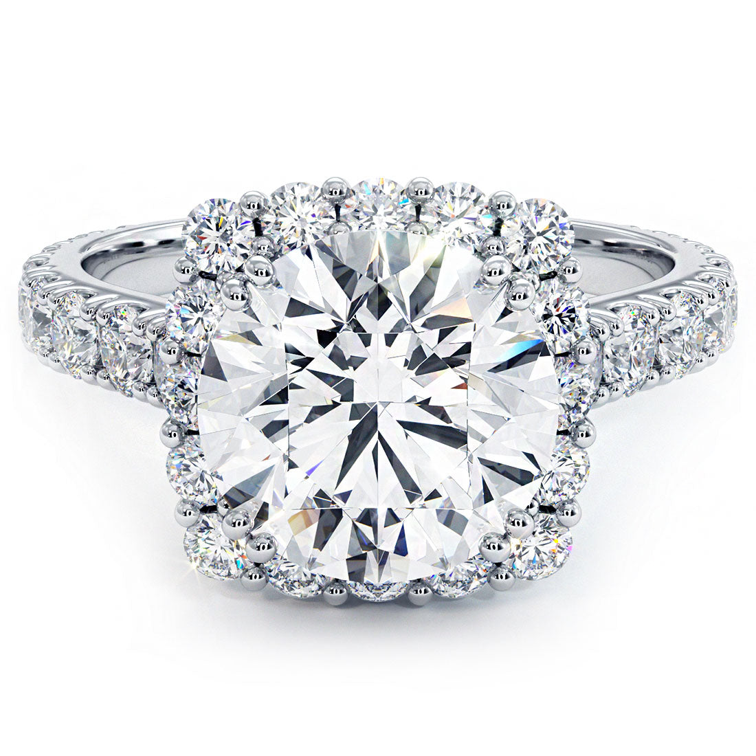 3 Carat Round Brilliant Micro Prong Set Halo