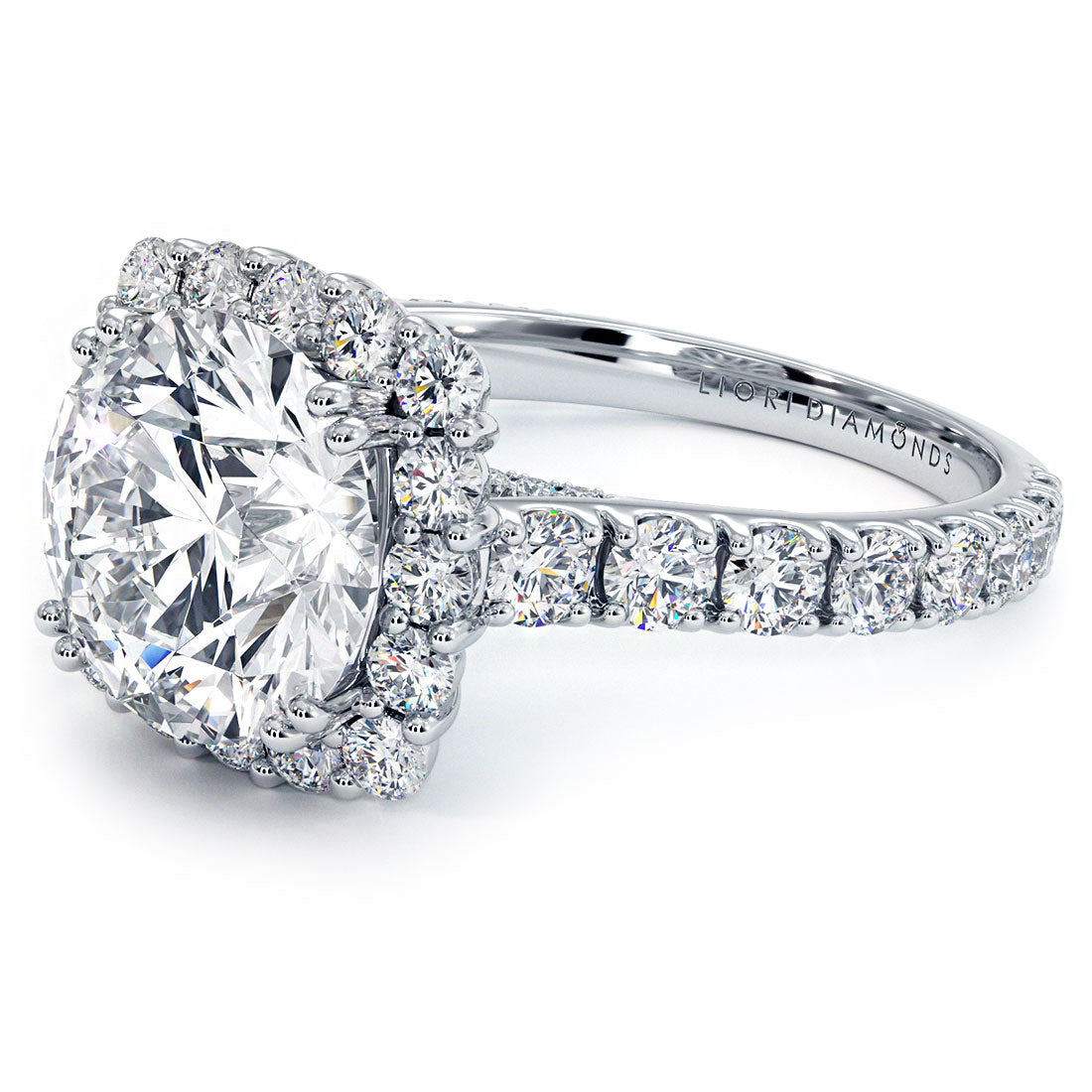 3 Carat Round Brilliant Micro Prong Set Halo